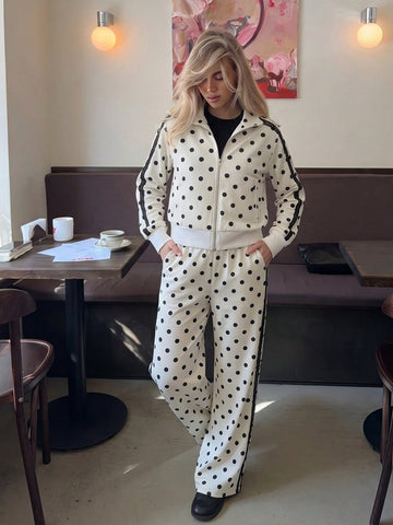 Polka Dot Casual Lounge Pants Set