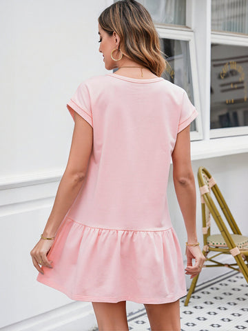 Pink A Line Casual Mini Dress