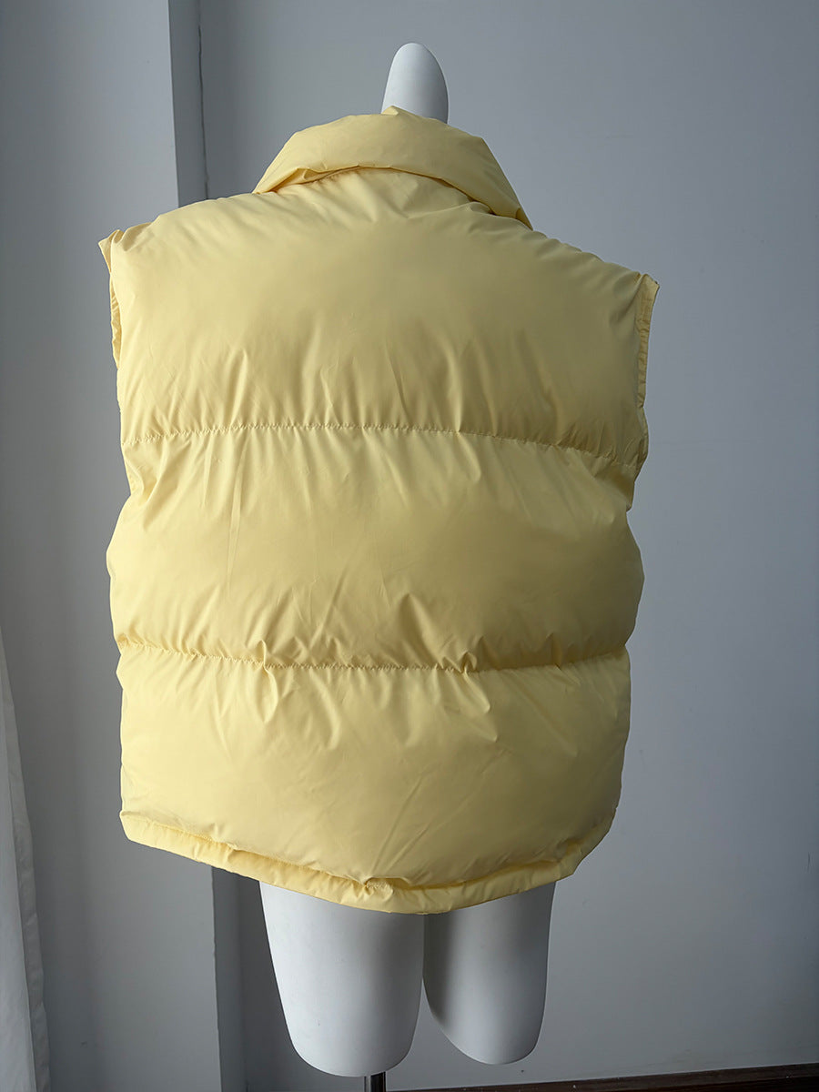 Cropped Stand Collar Puffer Vest