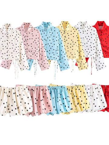 Polka Dot Cropped Jacket Shorts Set