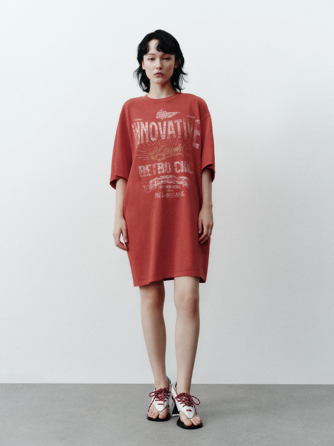 Urban Revivo Straight Loose Dresses-Oriental Red