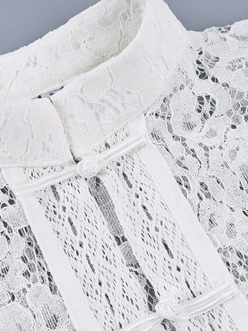 Elegant Floral Lace Button Down Shirt