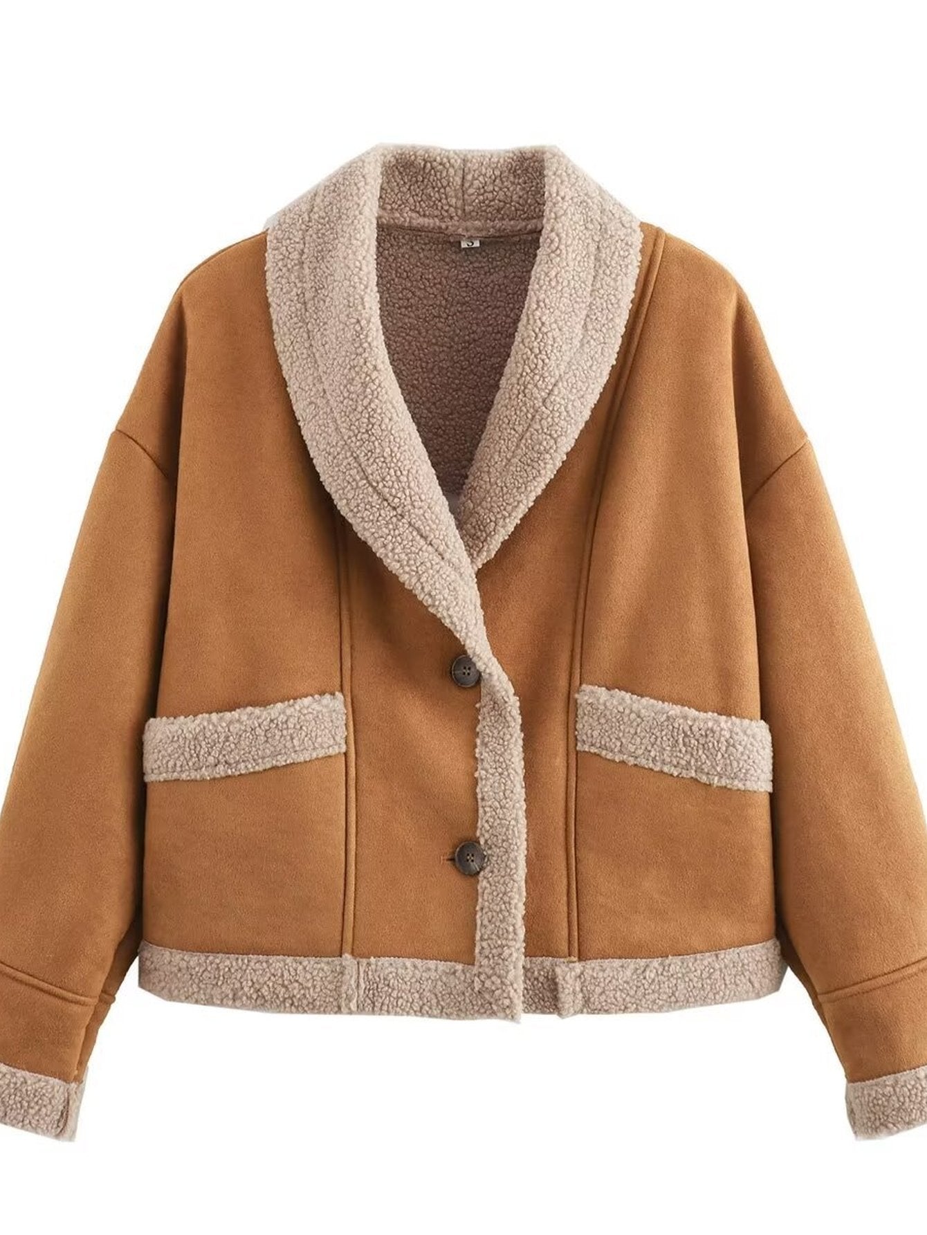 Cozy Faux Suede Sherpa Jacket