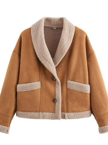 Cozy Faux Suede Sherpa Jacket