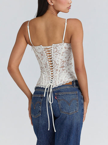 Floral Lace Bustier Corset Top