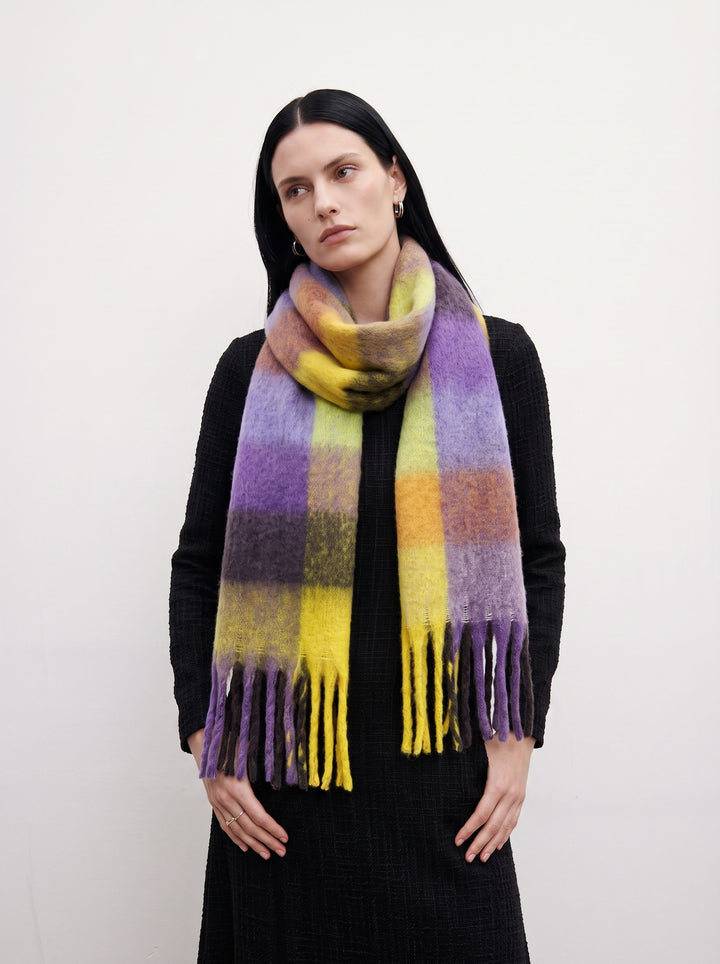 Cozy Soft Plaid Fringed Scarf