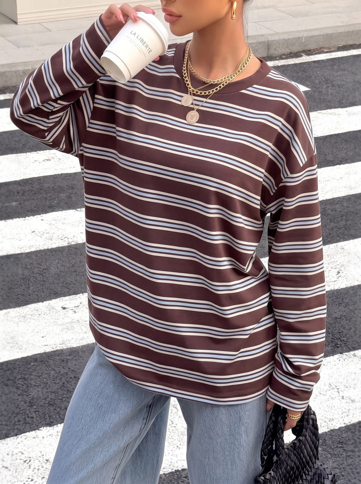Oversized Striped Long Sleeve T Shirt
