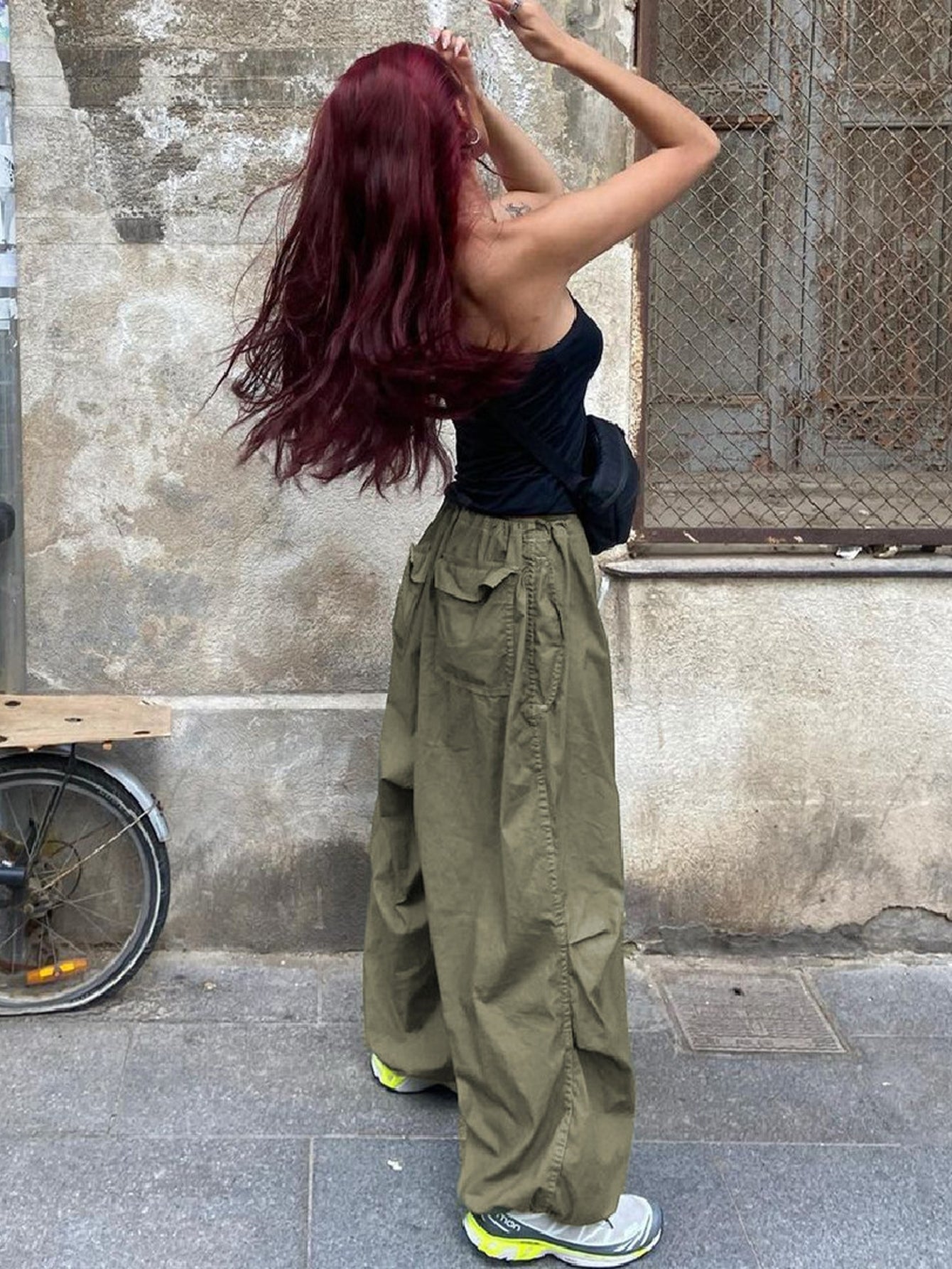 Low Rise Baggy Parachute Pants