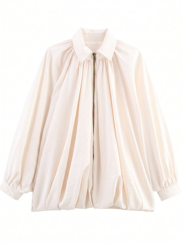 Pleated Oversized Zip Up Jacket