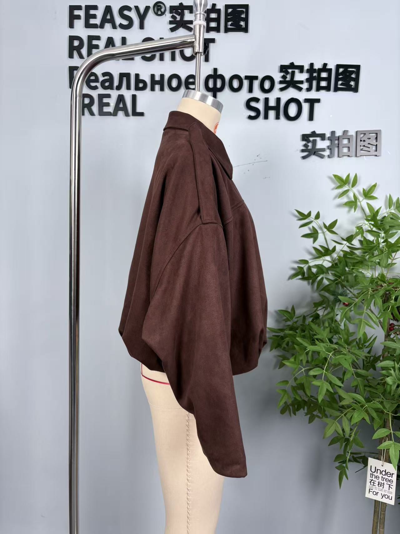 Oversized Suede Bubble Hem Jacket