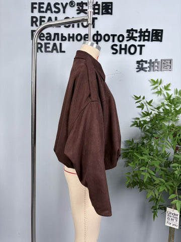 Oversized Suede Bubble Hem Jacket