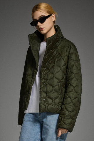 Oversized Quilted Snap Front Puffer Jacket