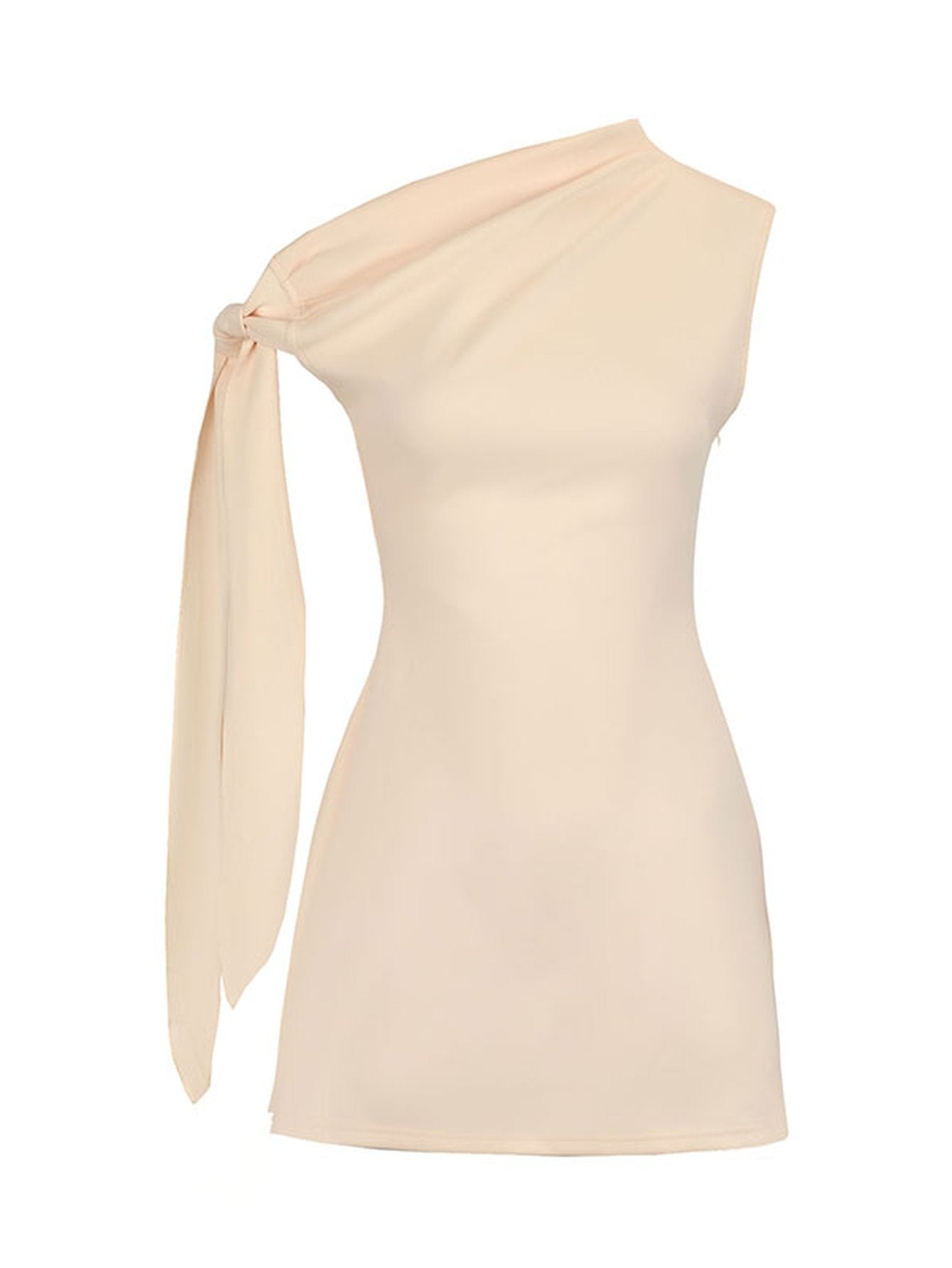 One-Shoulder Sleeveless Cute Mini Dress-Multicolor