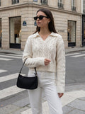 Cable Knit Collared Pullover Sweater
