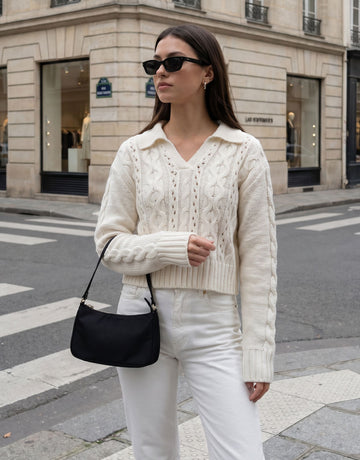 Cable Knit Collared Pullover Sweater
