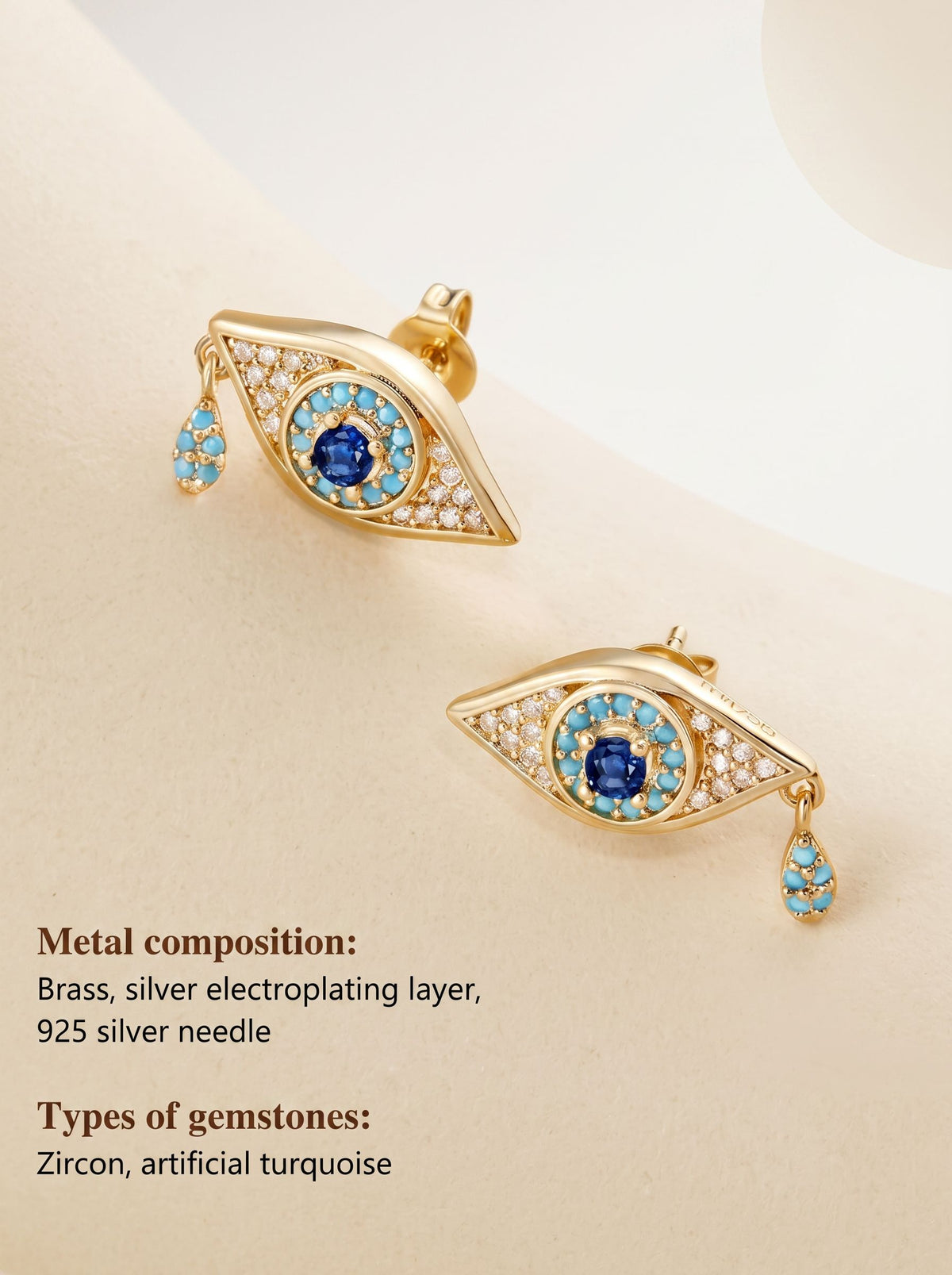 Dainty Gold Evil Eye Stud Earrings