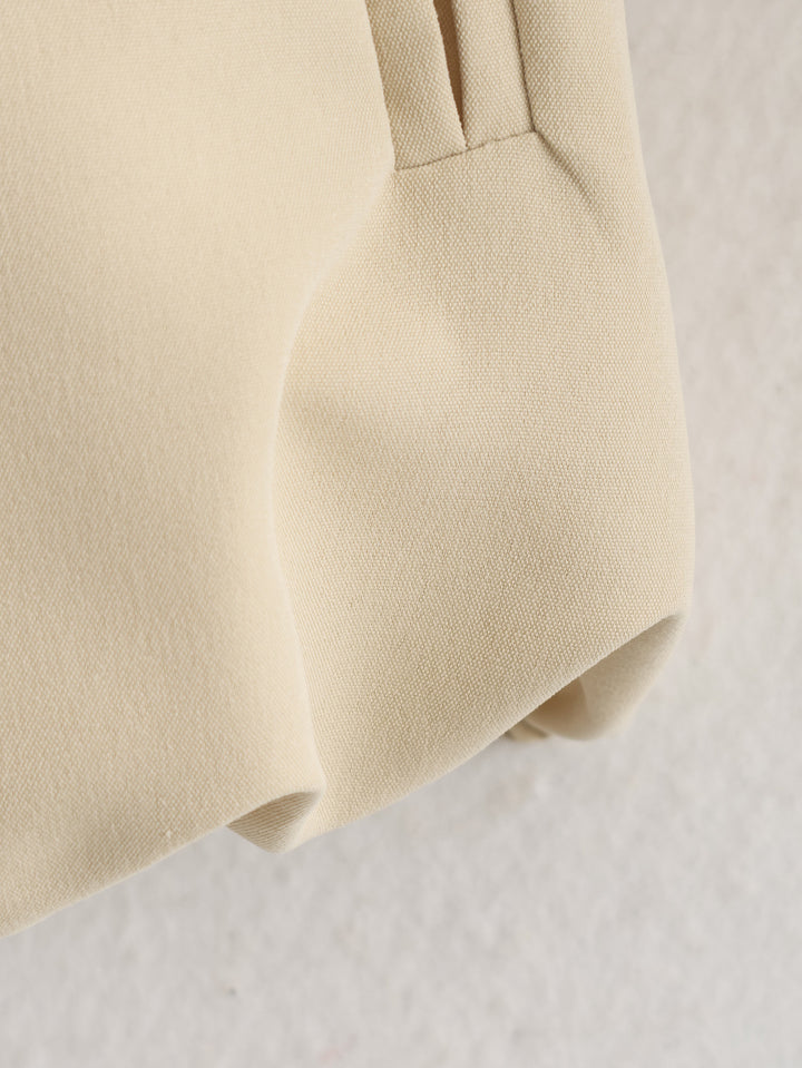 Puff Sleeve Cropped Stand Collar Jacket