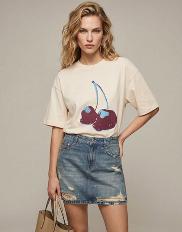 Cherries Pattern Cotton T-Shirt