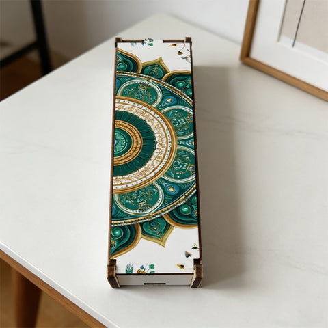 Teal and Gold Mandala Pattern Storage Box