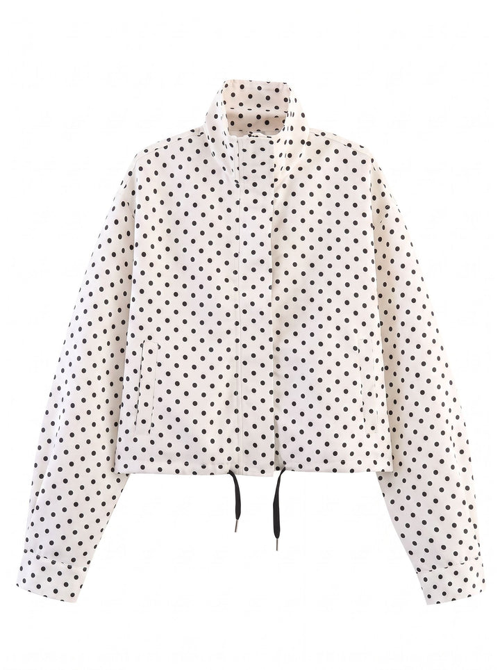 Polka Dot Cropped Drawstring Jacket