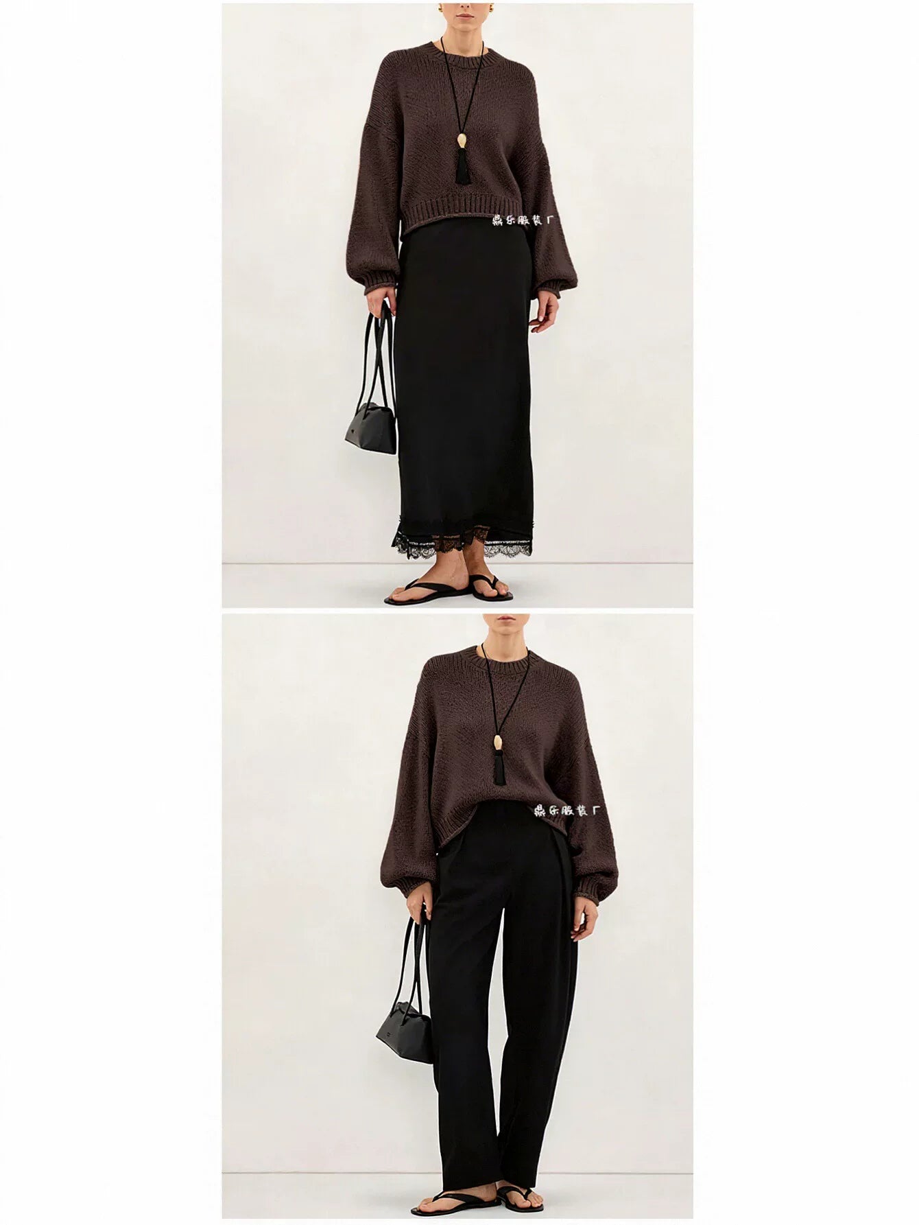 Oversized Balloon Sleeve Cropped Sweater