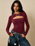 Cut Out Metal Trim Pants Set