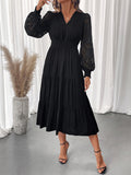 Elegant Lace Trim Tiered Midi Dress