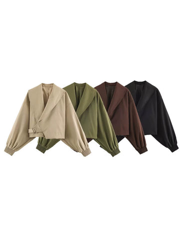 Oversized Buckled Crop Jacket