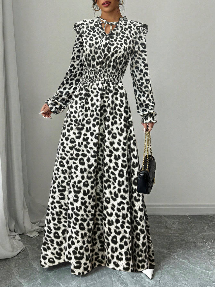 Leopard Print Ruffled Maxi Dress