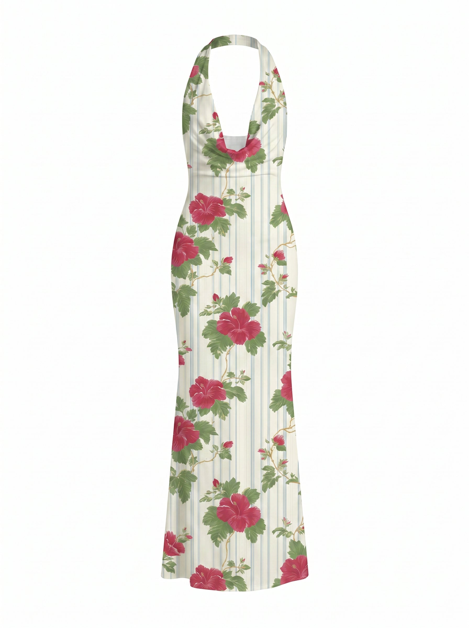 Sissi Yuan's Hibiscus Print Midi Dress