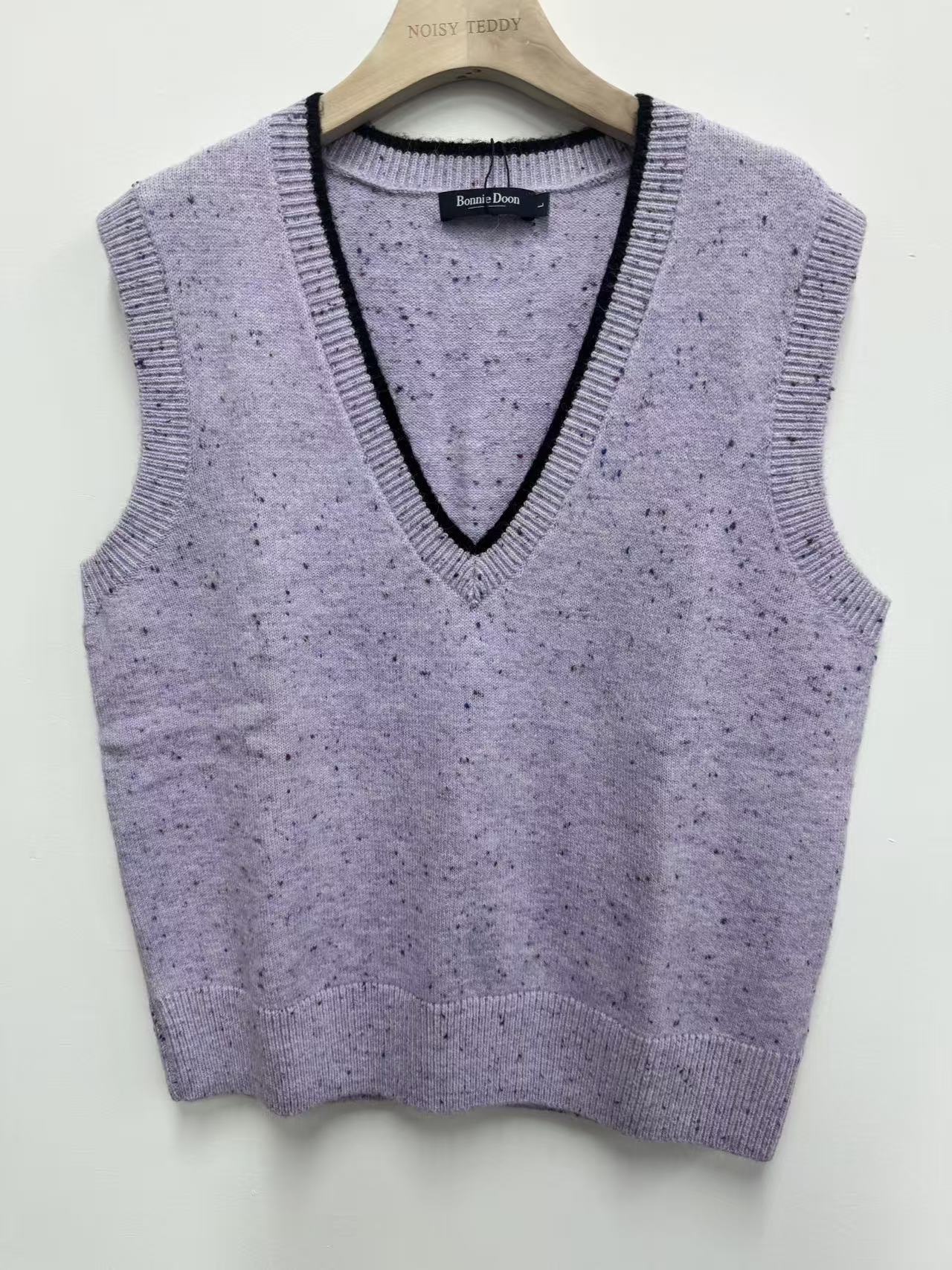 Speckled V Neck Knit Sweater Vest
