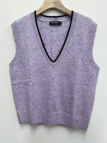 Speckled V Neck Knit Sweater Vest