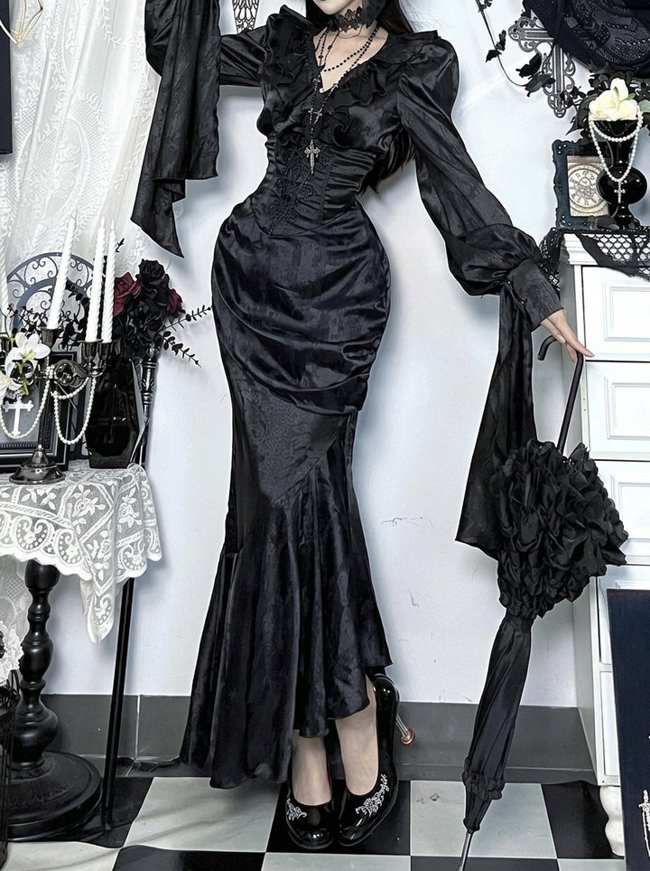 Gothic Ruffle Flare Sleeve Blouse