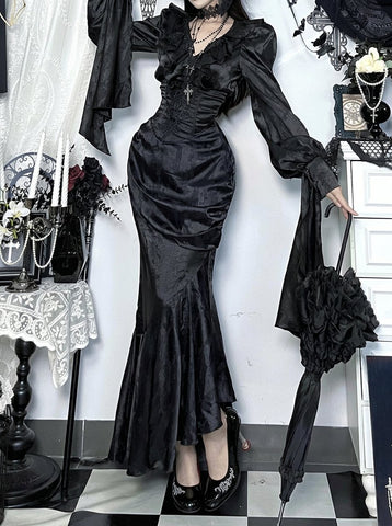 Gothic Ruffle Flare Sleeve Blouse