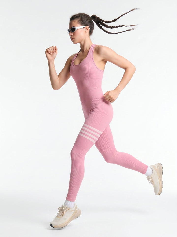 Seamless Ribbed Sporty Workout Jumpsuit
