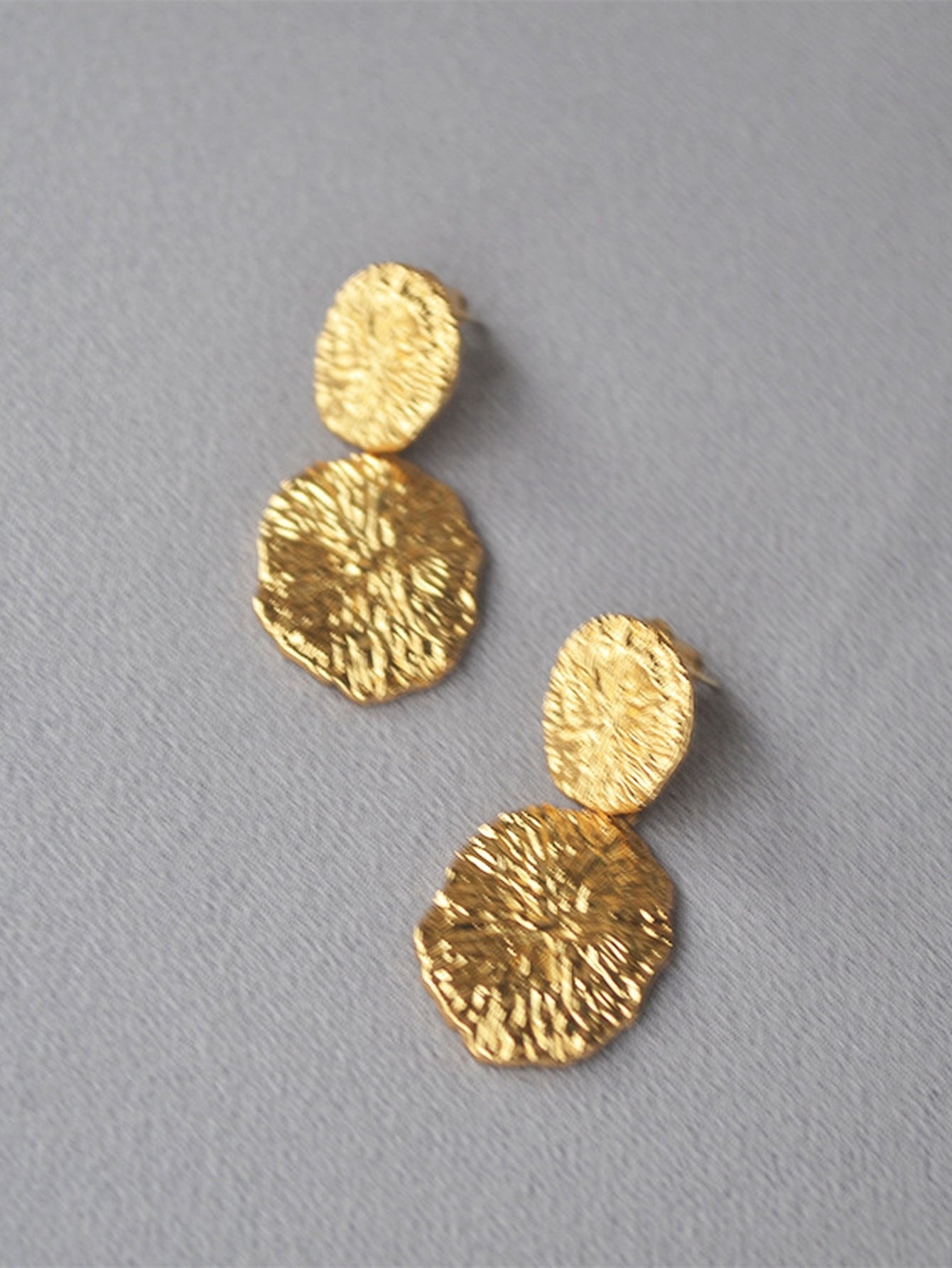 Textured Gold Statement Drop Earrings