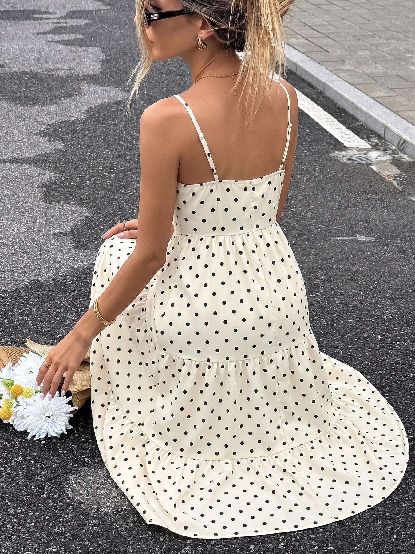 Tie Front Polka Dot Midi Dress