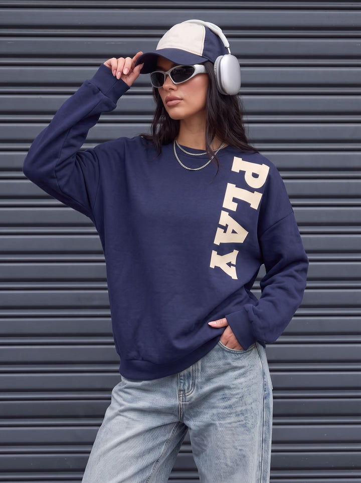 Oversized Graphic Play Print Sweatshirt