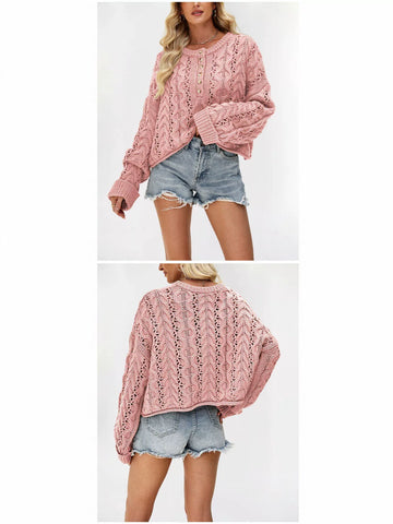 Cozy Button Cable Knit Sweater