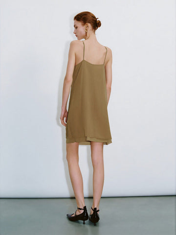 Urban Revivo A-Line Dresses-Khaki Brown