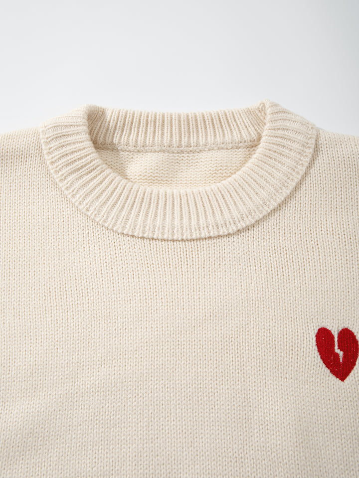 Oversized Broken Heart Embroidered Sweater