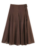 Polka Dot Wrap Midi Skirt