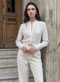 Elegant Lace Trim Chiffon Blouse
