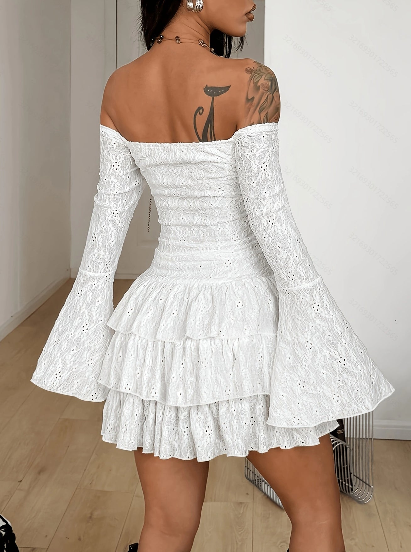 Boho Off Shoulder Lace Mini Dress