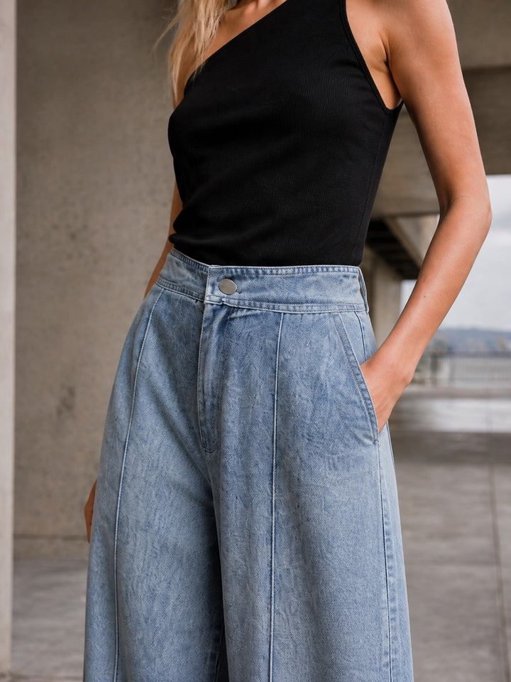 High Waisted Ombre Wide Leg Jeans