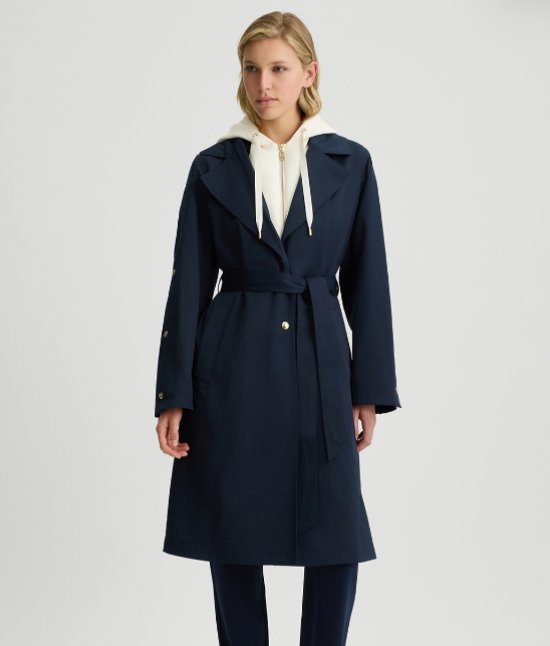 Elegant Belted Navy Trench Coat