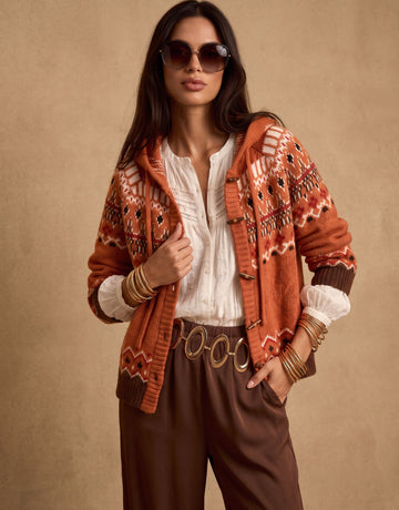 Cozy Fair Isle Hooded Cardigan