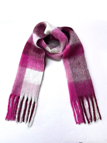 Cozy Soft Plaid Fringed Scarf