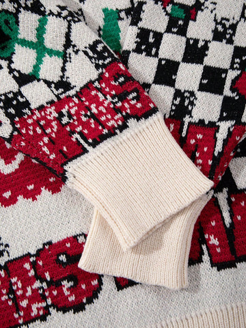 Oversized Graphic Snowman Christmas Sweater