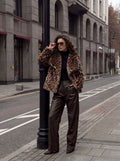 Cozy Leopard Print Faux Fur Coat